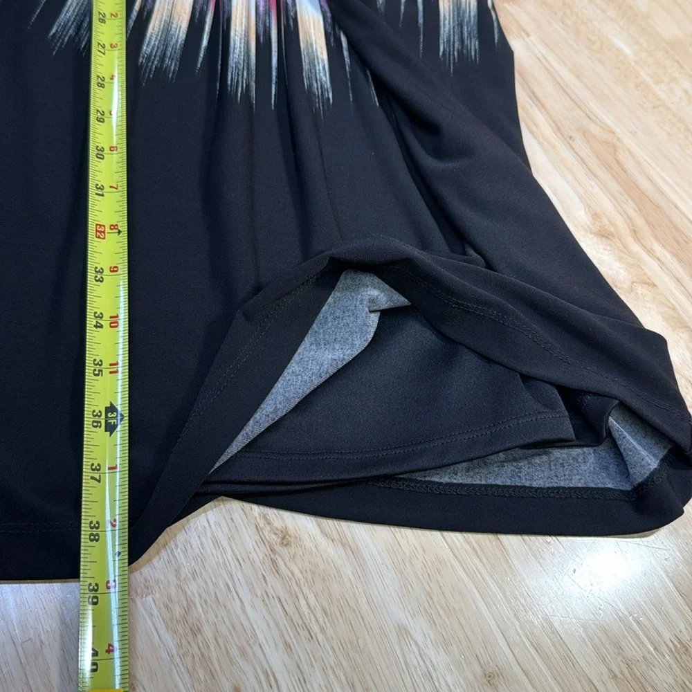 Maggy London Black Dress with Vibrant Pattern- Lined batwing flattering slipover - Picture 7 of 10